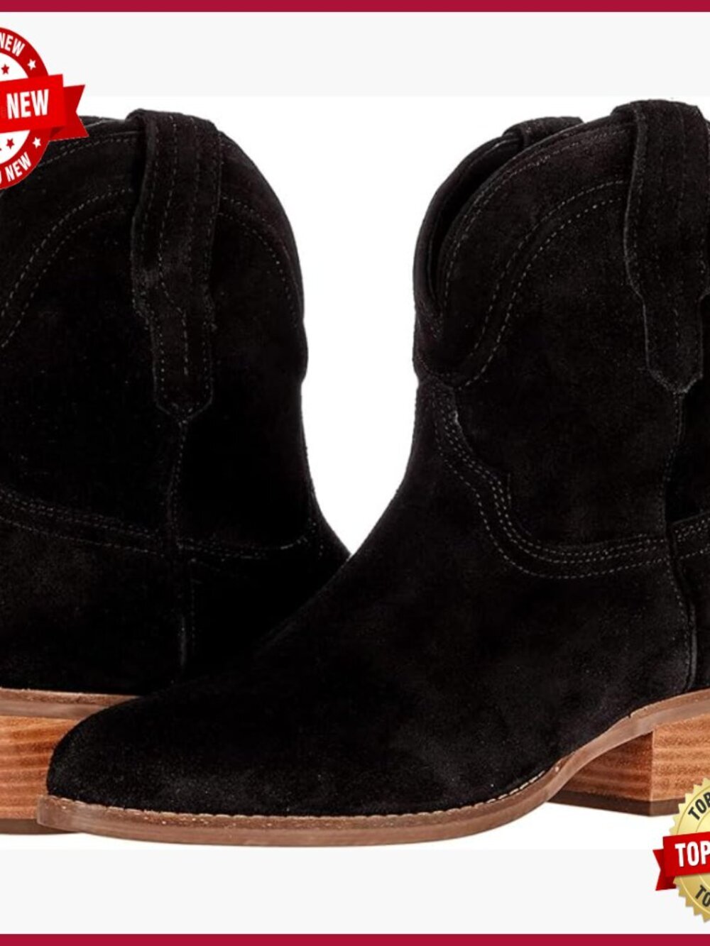 Women's Pointed Toe Cowboy Ankle Boots Low Block Heel Slip On Wide Calf Booties